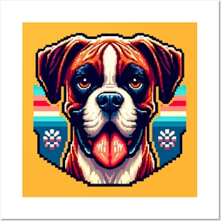Boxer dog pixel art Posters and Art